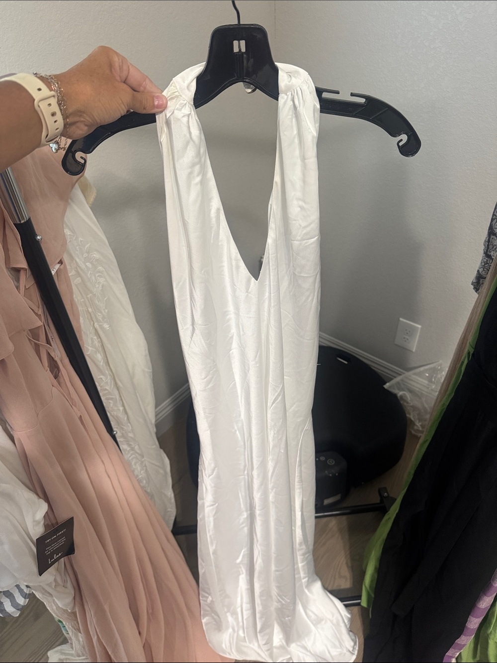 Show Me Your MuMu White Backless Halter Maxi Dress